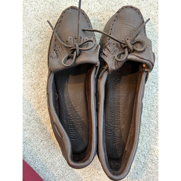 Minnetonka Moccasin Soft Brown Moosehide Kilty Leather Slip-On Classic Women 8.5 - Picture 4 of 9